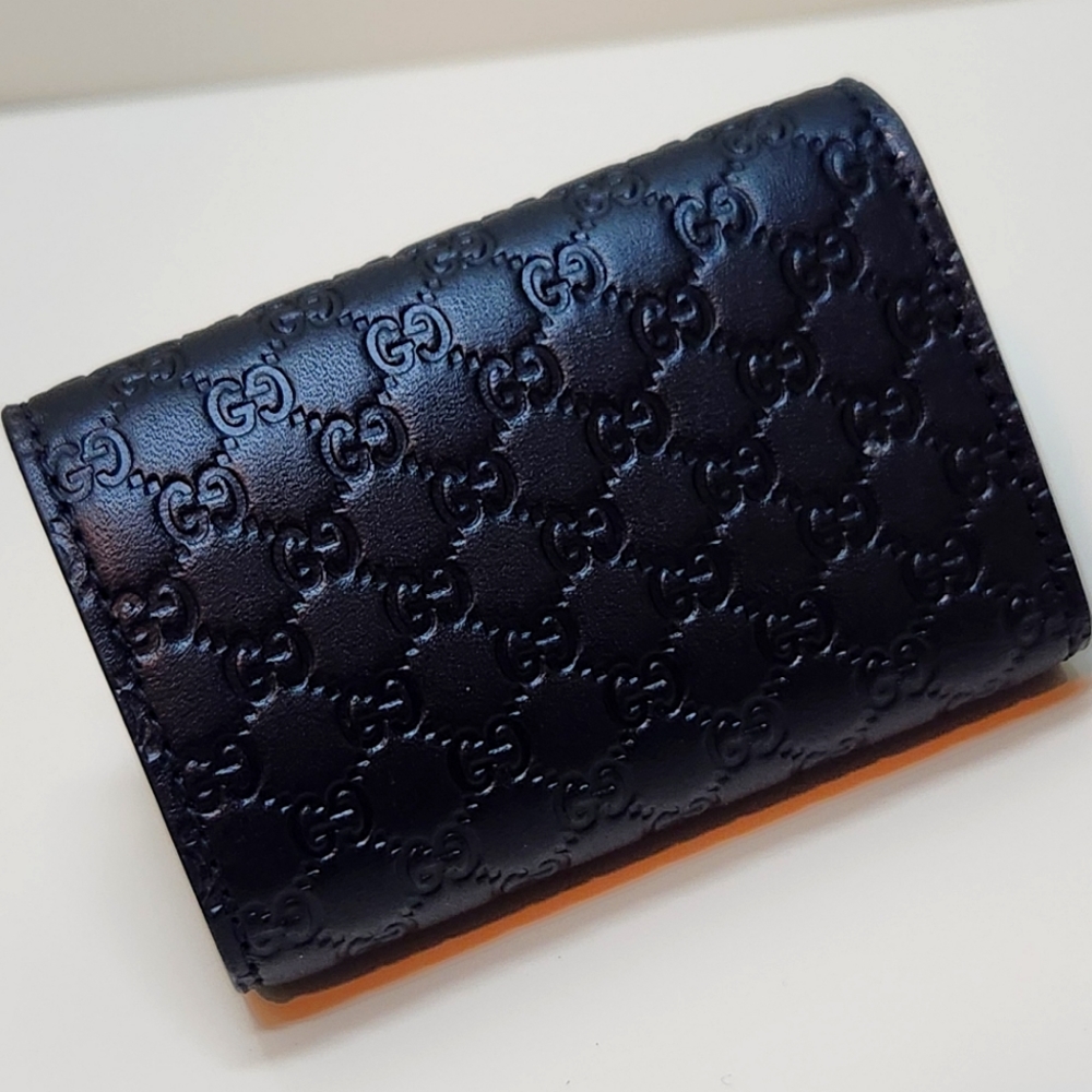Gucci Black Leather GG 6 Key Ring Card Holder